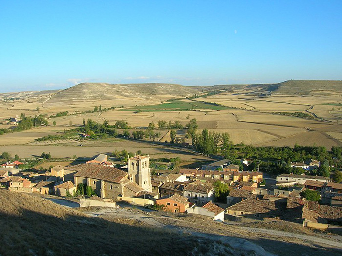 Elevated view of the town of Castrojeriz, Castile and León, Spain